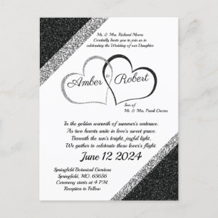 Faire-part de mariage Noir et Argent avec poème Co