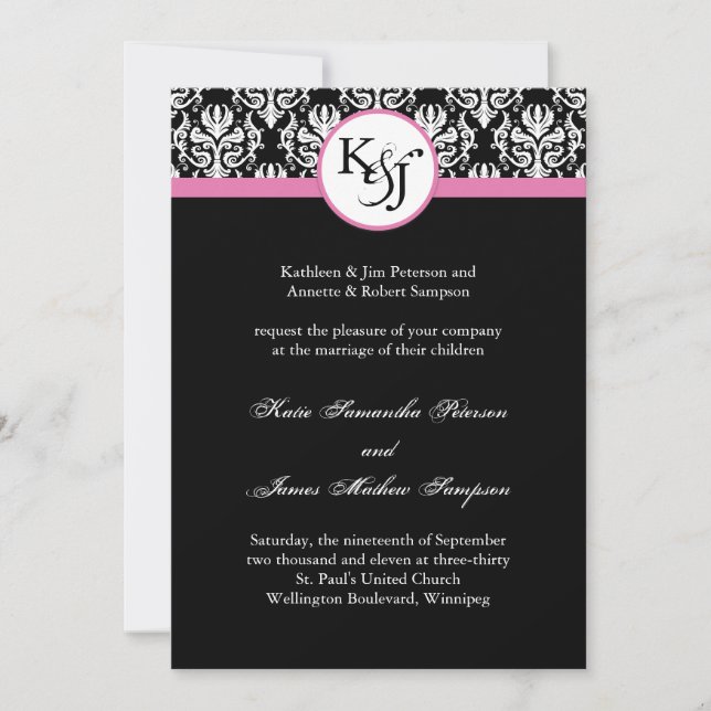 Faire-part de mariage noir et blanc (Devant)