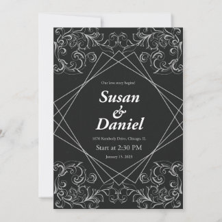 Faire-part de mariage noir et blanc