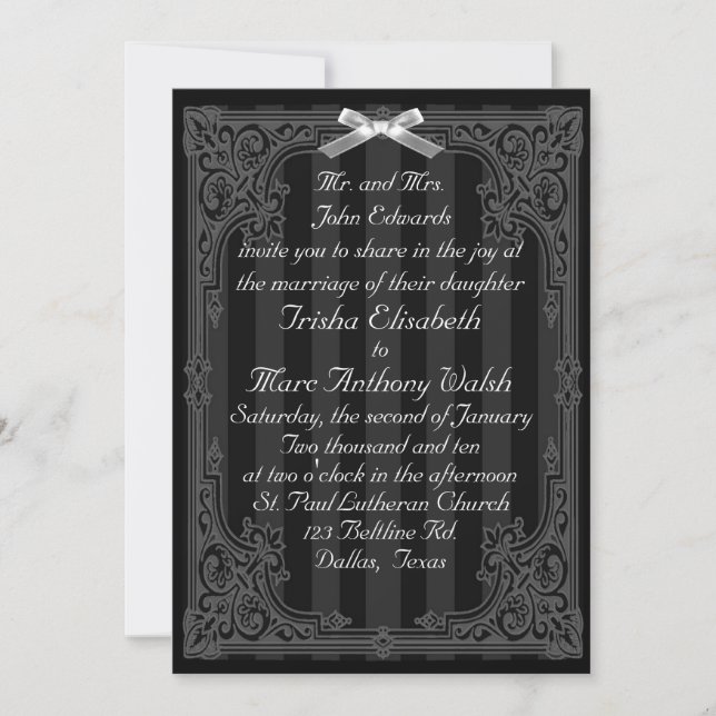 Faire-part de mariage noir et blanc (Devant)