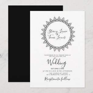 Faire-part de mariage noir et blanc à encadrement 