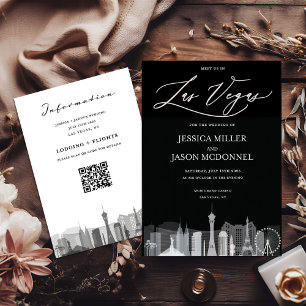 Faire-part de mariage noir et blanc de Las Vegas