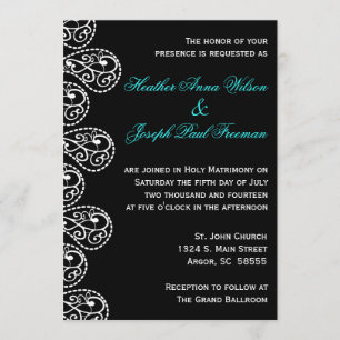 Faire-part de mariage noir et blanc de Paisley