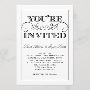 Faire-part de mariage noir et blanc de remous