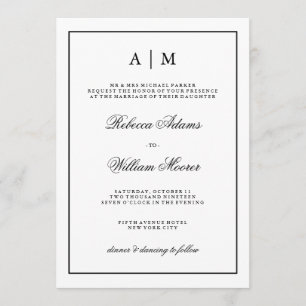 Faire-part de mariage noir et blanc élégant