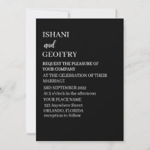 Faire-part de mariage noir et blanc élégant modern