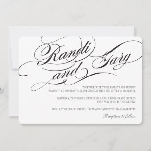 Faire-part de mariage noir et blanc florissant