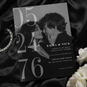 Faire-part de mariage noir et blanc gras éditorial