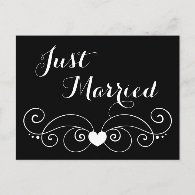 Faire-part de mariage noir et blanc Mariés (Devant)