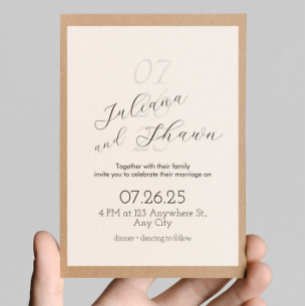 Faire-part de mariage noir et blanc minimal