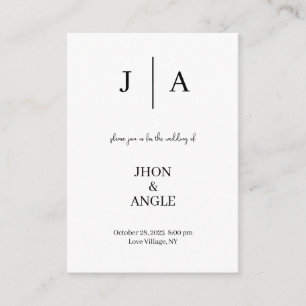 Faire-part de mariage noir et blanc minimaliste et