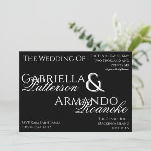 Faire-part de mariage noir et blanc Papel Picado