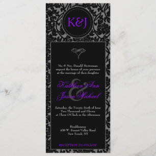Faire-part de mariage noir et gris gothique de