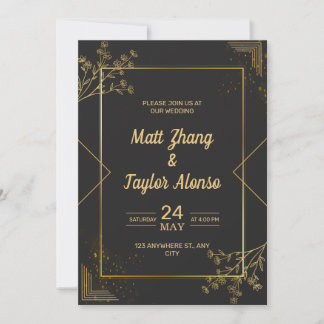 Faire-Part De Mariage Noir Et Or