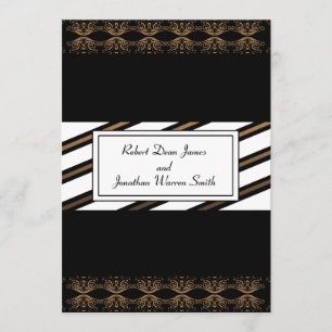 Faire-part de mariage noir et or gris