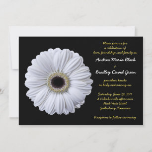 Faire-part de mariage noir Gerbera Daisy blanc