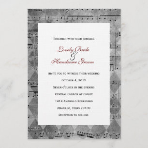 Faire-part de mariage noir gris de Chevron de