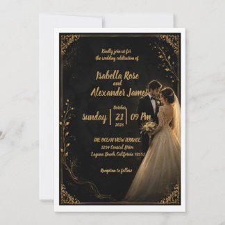 Faire-Part de Mariage Noir Intemporel