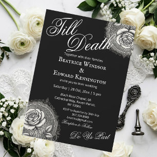 Faire-part de mariage noir minimaliste monochrome