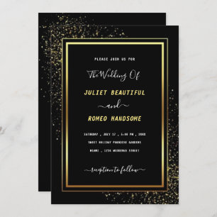 Faire-part de mariage Noir Or - Carte Invitation L