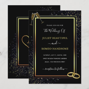 Faire-part de mariage Noir Or Luxe