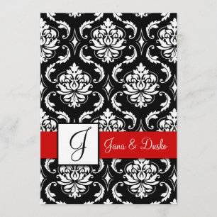Faire-part de mariage noir rouge de monogramme de