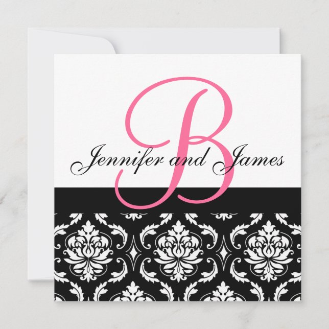 faire-part de mariage Noms Monogramme Hot rose Dam (Devant)