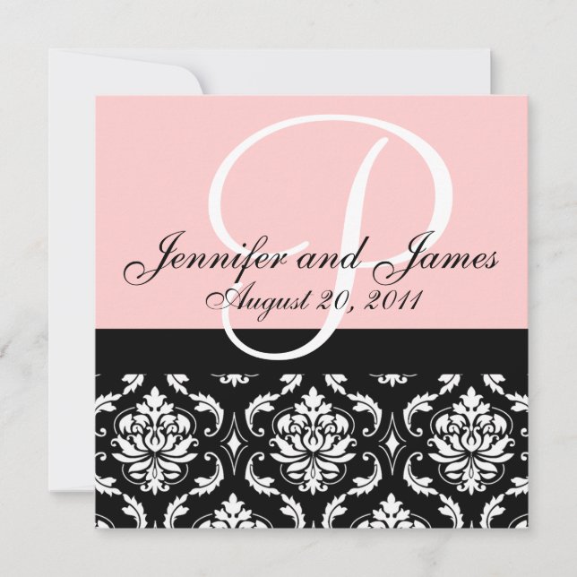 faire-part de mariage Noms Monogrammes Date Pink D (Devant)