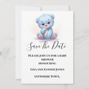 Faire-part de mariage "Nounours bleu garçon bébé" 