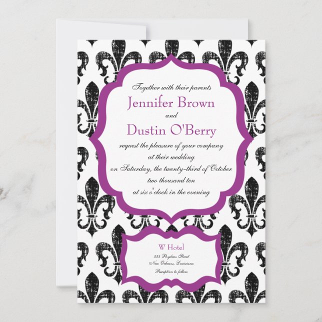Faire-part de mariage| Nouvelle-Orléans| Fuschia 2 (Devant)