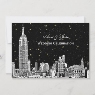 Faire-part de mariage NYC Skyline Etch Starry DIY 