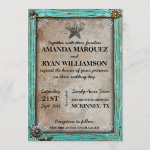 Faire-part de mariage occidental de pays rustique