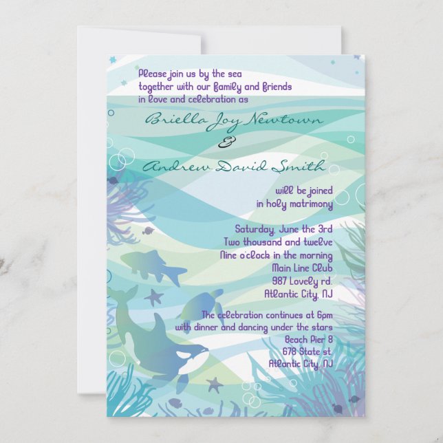 Faire-part de mariage Ocean Sea Life (Devant)