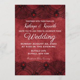 Faire-part de mariage officiel de dentelle noire r