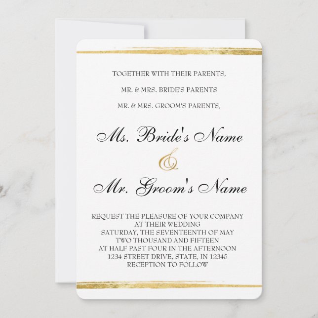 Faire-part de mariage officiel Gold & Black (Devant)