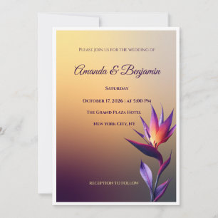 Faire-Part de Mariage Oiseau de Paradis au Coucher
