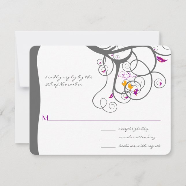 Faire-part de mariage Oiseaux de l'amour Tourbillo (Devant)