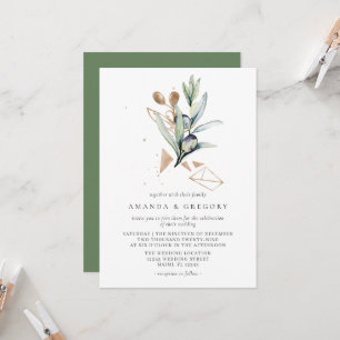 Faire-part de mariage Olive Golden Branch