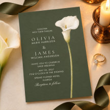 Faire-part de mariage Olive Green Calla Lily