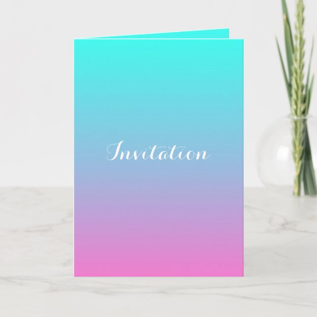 faire-part de mariage ombré turquoise rose moderne (Devant)