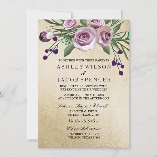Faire-part de mariage Or Elegant (Devant)