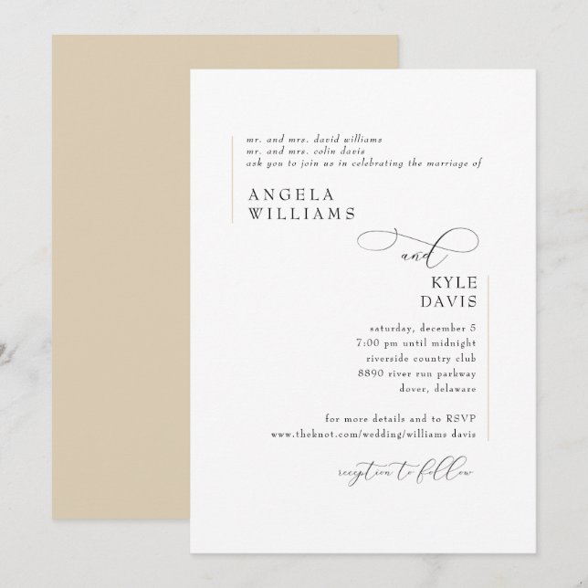 Faire-part de mariage Or moderne (Devant / Derrière)