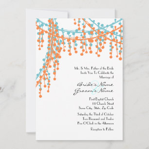 Faire-part de mariage orange et bleu