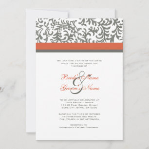 Faire-part de mariage orange et gris