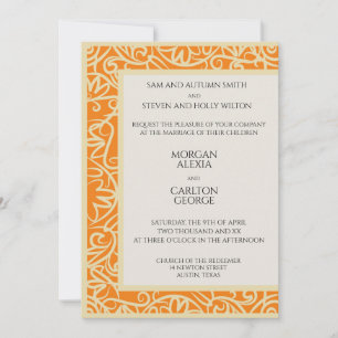 Faire-part de mariage orange et noir