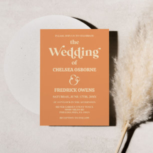 Faire-part de mariage orange minimaliste rétro