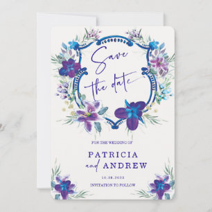 Faire-part de mariage Orchidée Bleu Violet à conse