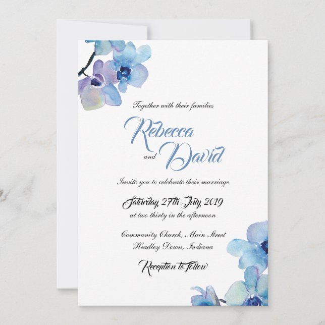 Faire-part de mariage | Orchidée bleue (Devant)