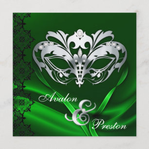 Faire-part de mariage orné de bijoux de vert