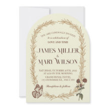 Faire-part de mariage ovale botanique vintage